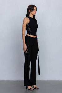 Stretchy flared cargo pants