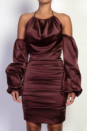 Off Shoulder Satin Dress