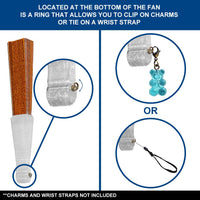 Glitter Orange Small Hand Fan (Clear Handle)