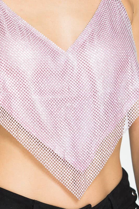 Crop Rhinestone Sexy Halter Bustier