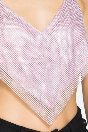 Crop Rhinestone Sexy Halter Bustier