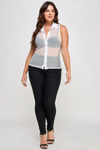 Collared Mesh Top