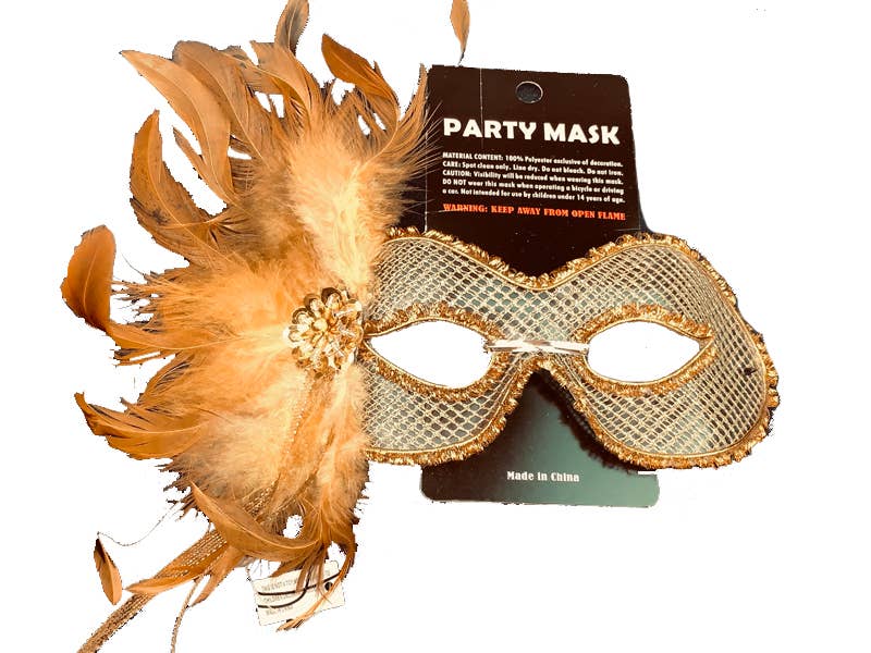 Gold Feather Mesh Party Mask