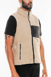 Mens Sleeveless Sherpa Fleece Zip Up Vest