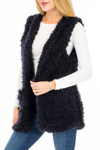 Extra Soft Brushed Faux Fur Long Vest with Pockets
