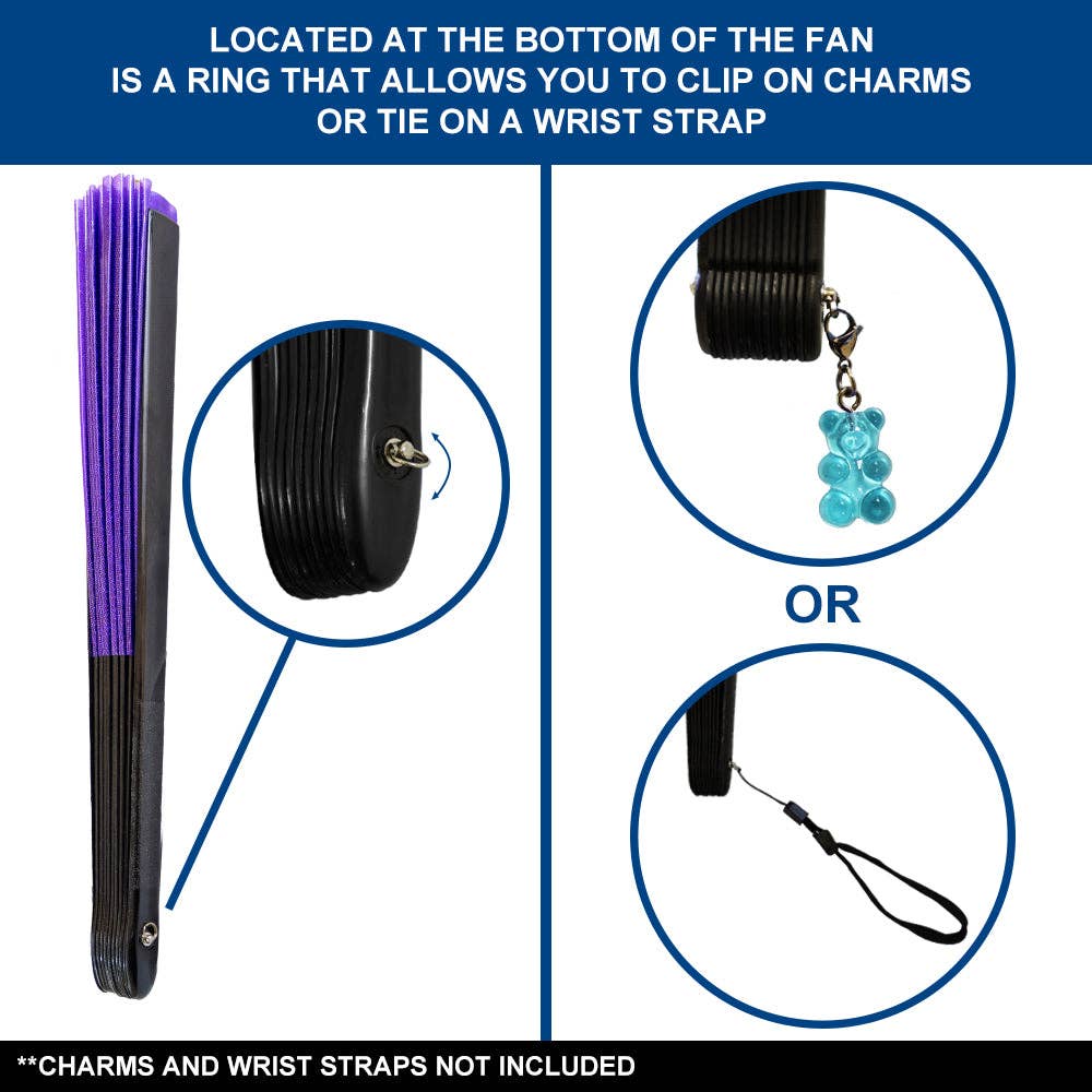 Transparent Glitter Purple X-Large Hand Fan