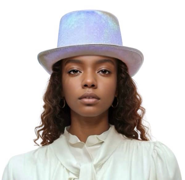Iridescent White Top Hat