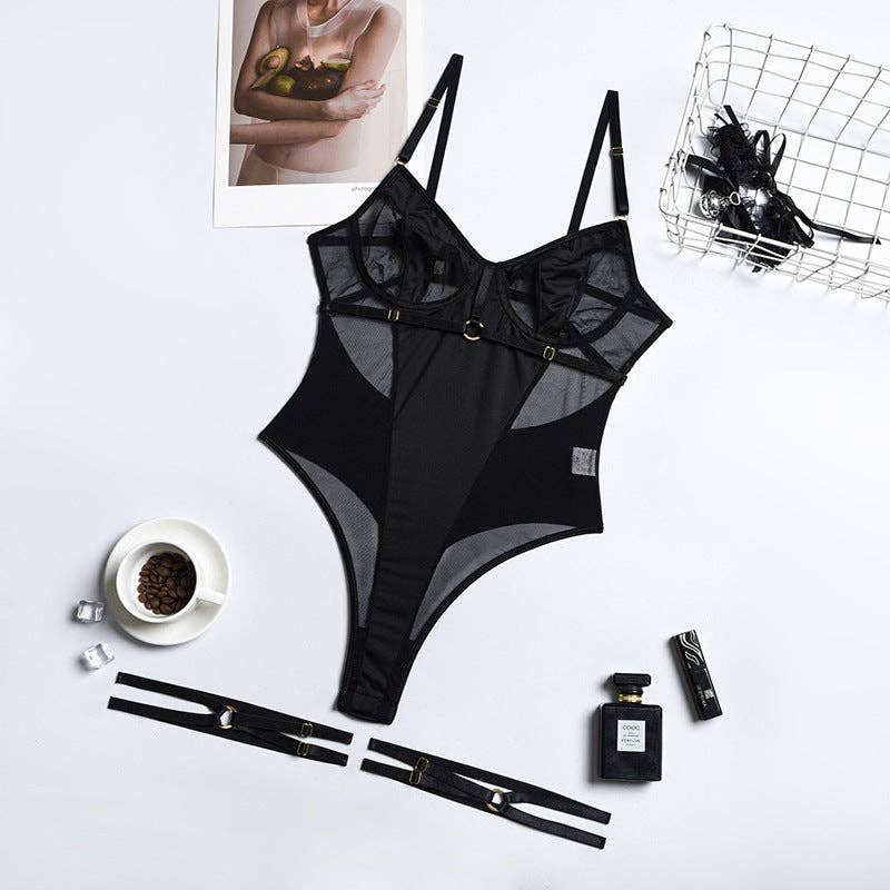 Backless Bodysuit with Garters