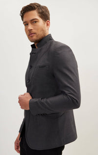 Men's Symmetric Button Closure Jacket - Anthracite