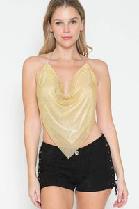 Dazzling Rhinestones Halter Crop Top