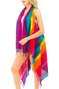 Rainbow Stripes Cooling Cotton Cover Up Vest
