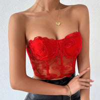 Rose Lace Strapless Bustier