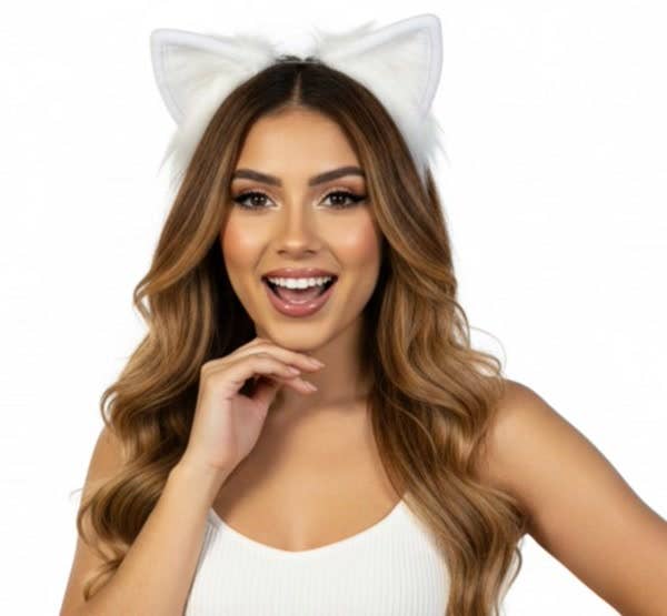 White Furry  Ears