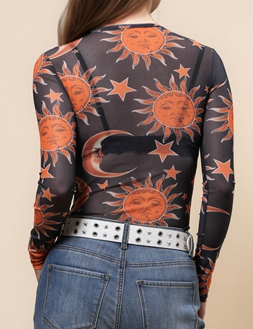 Moon Sun Star Mesh Top
