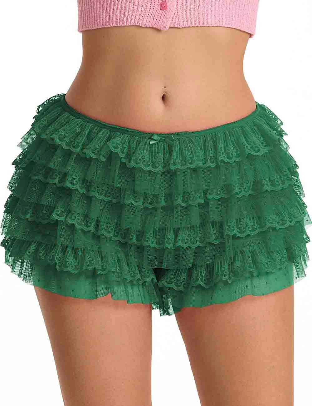 Lace Mesh Ruffle Shorts