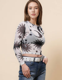 Moon Sun Star Mesh Top