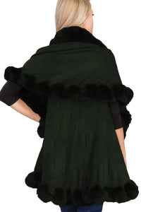 Luxury Bubble Faux Fur Double Layered Cape Poncho