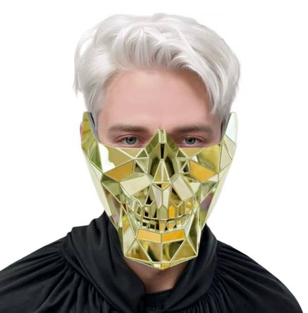 Gold Mirror Skull Half Mask