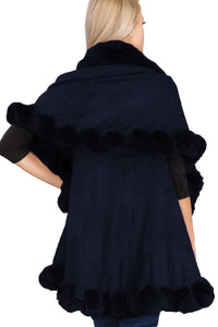 Luxury Bubble Faux Fur Double Layered Cape Poncho
