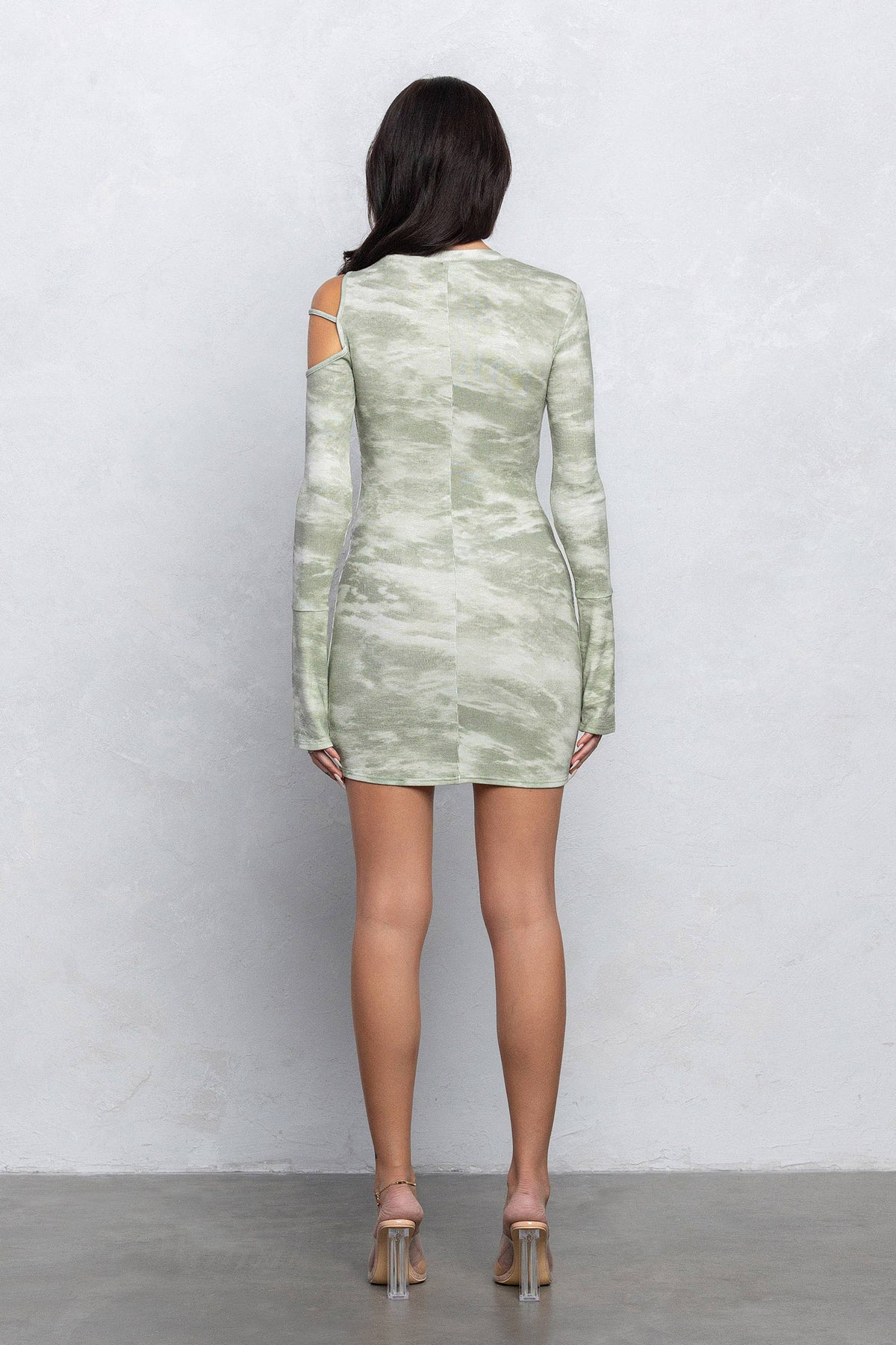 Marble printed ribbed mini dress