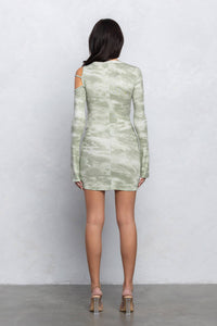 Marble printed ribbed mini dress