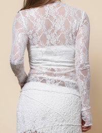 Turtle Neck Sheer Lace Top
