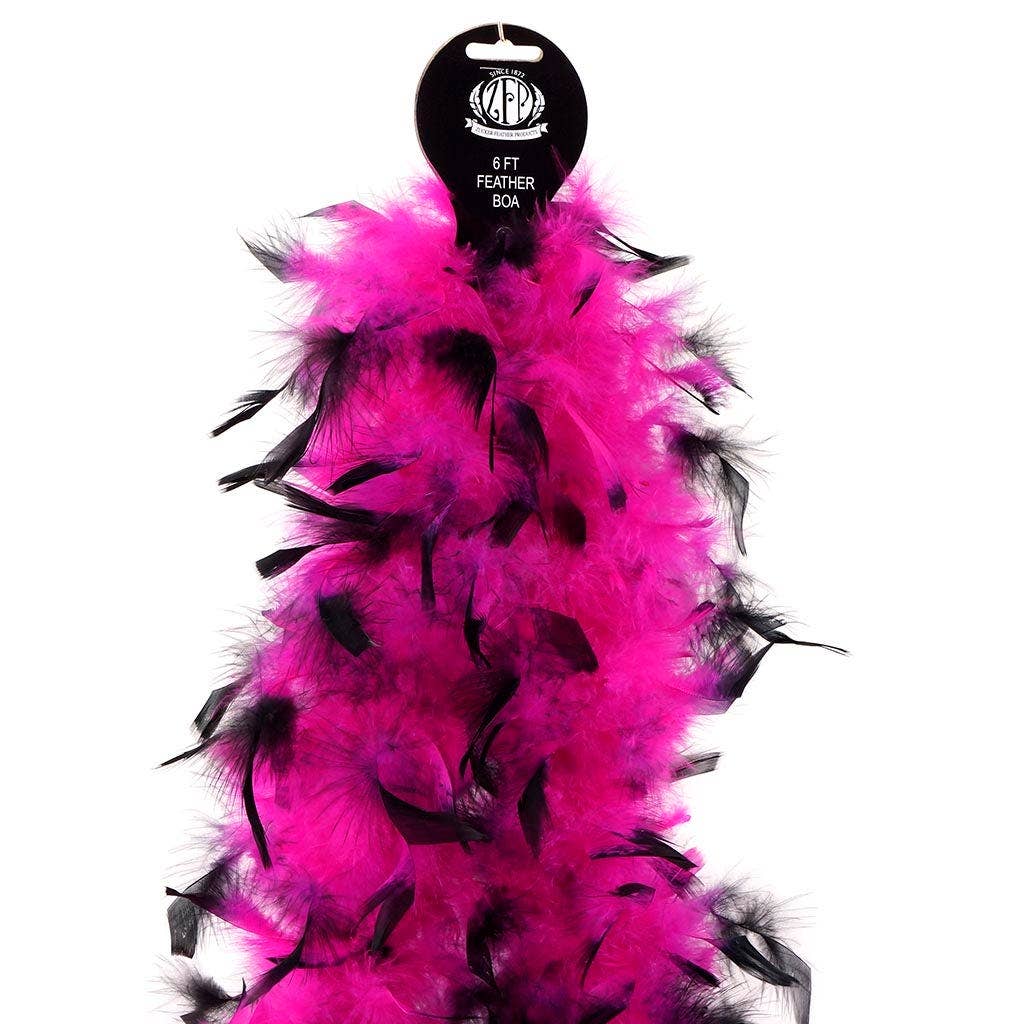 Chandelle Boa - Lightweight - Tipped - Shocking Pink/Black - 2 yards (6 ft)