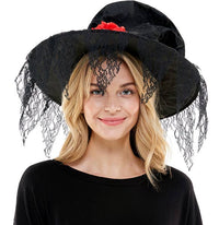 Black Roses Lace Witch Hat
