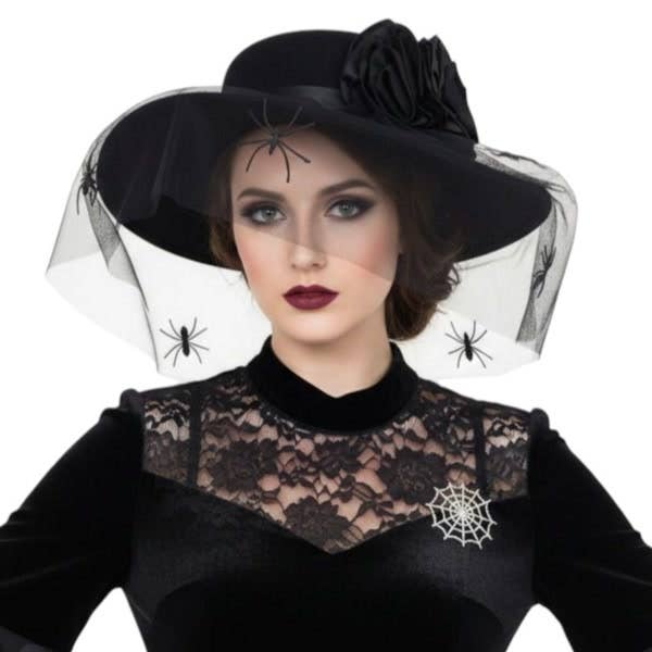 Spider Veil Black Rose Hat