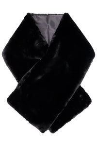 Lux Fluffy Faux Fur Satin Lined Stole Shawl Scarf