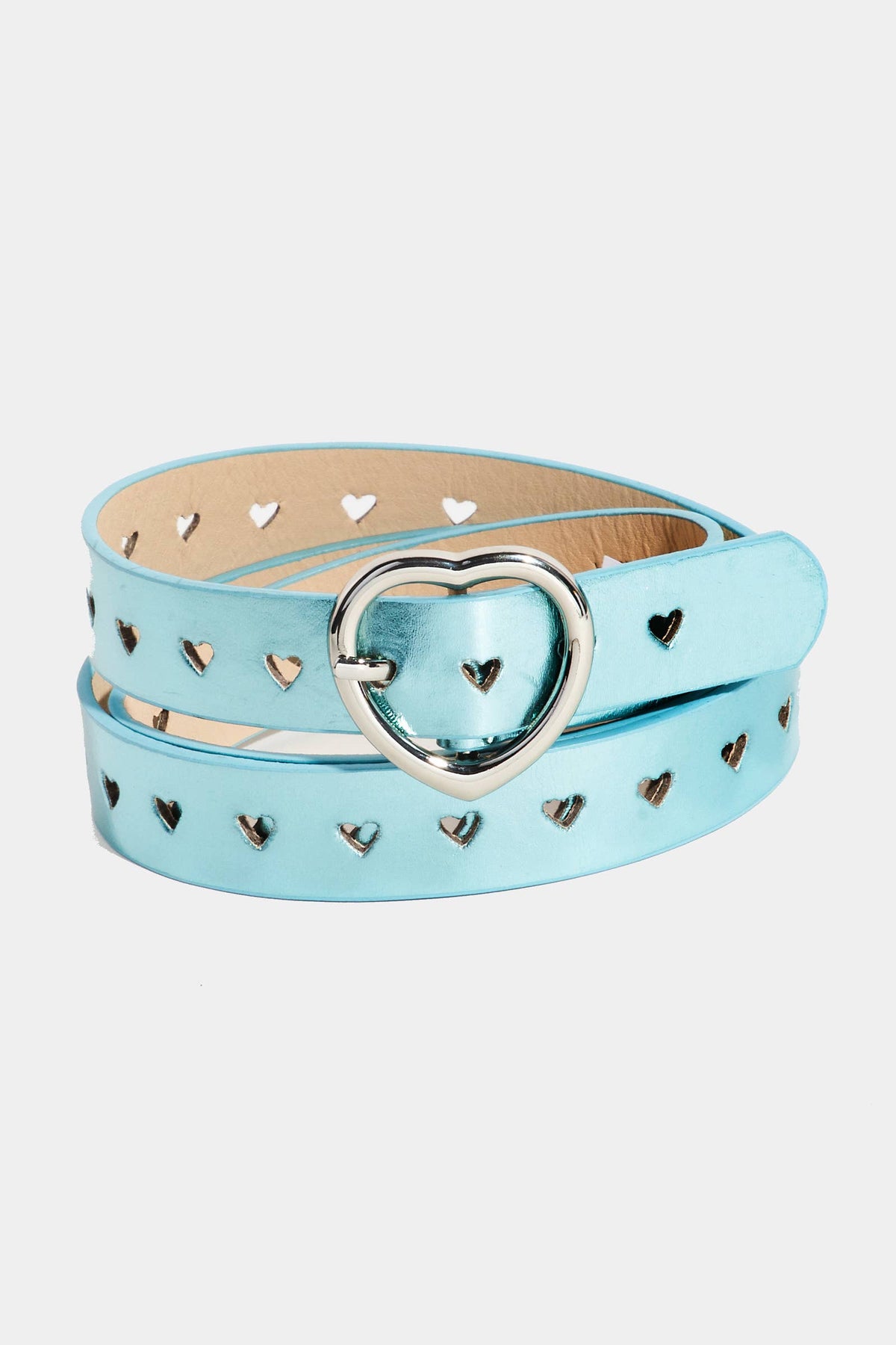 Heart Buckle Heart Punched Metallic Belt