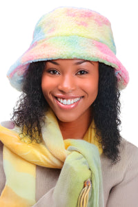 Tie Dye Fluffy Sherpa Fleece Bucket Hat
