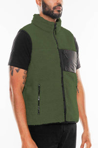 Mens Sleeveless Sherpa Fleece Zip Up Vest