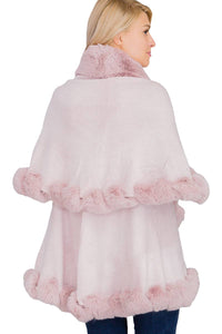 Luxury Bubble Faux Fur Double Layered Cape Poncho