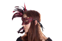 Red Carnival Feather Mask