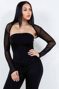 Plus Mesh Long Sleeve Shrug