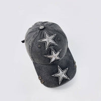 Retro Raised Star Embroidery Baseball Cap