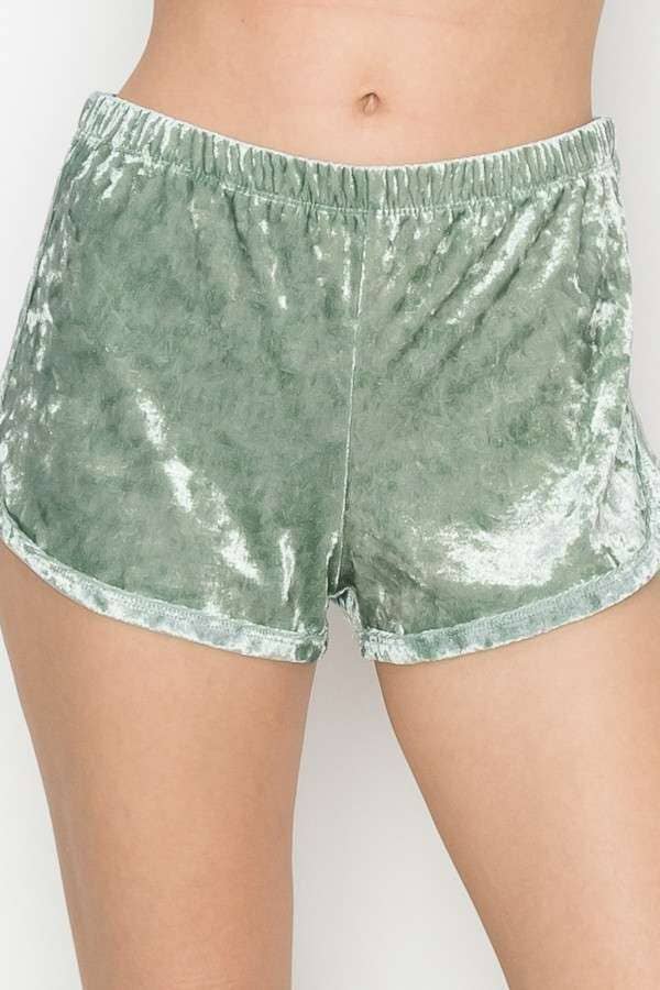 STRETCH CRUSHED VELVET SHORTS