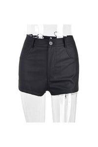 Lace up faux leather shorts