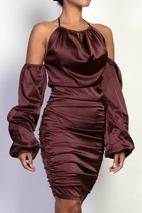 Off Shoulder Satin Dress
