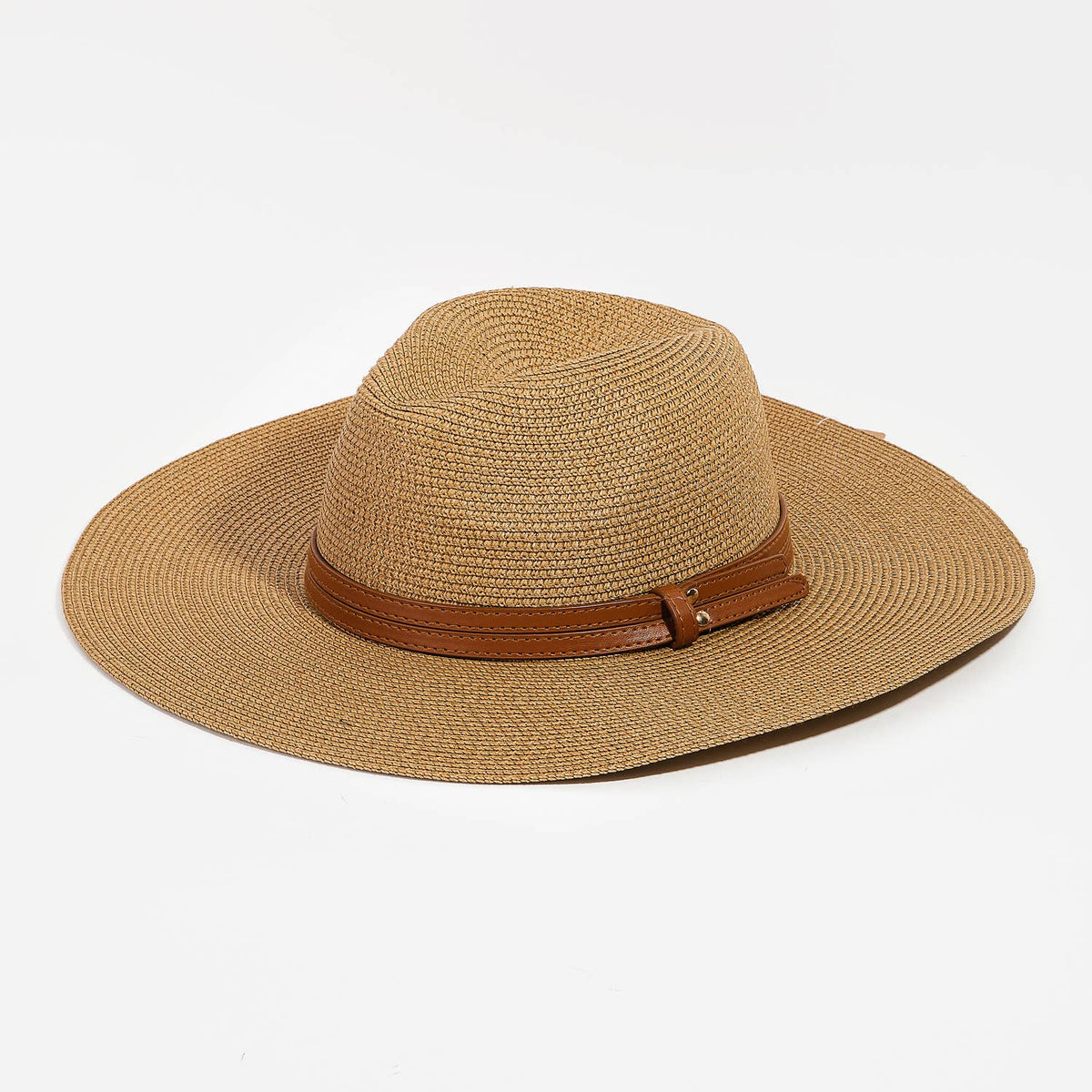 Paper Straw Fedora With Leather Studded Band