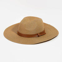 Paper Straw Fedora With Leather Studded Band