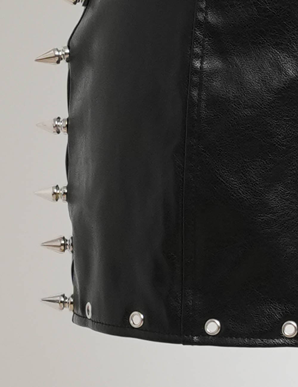 Metal Stud Mini Skirt