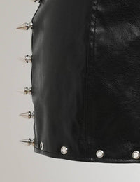 Metal Stud Mini Skirt