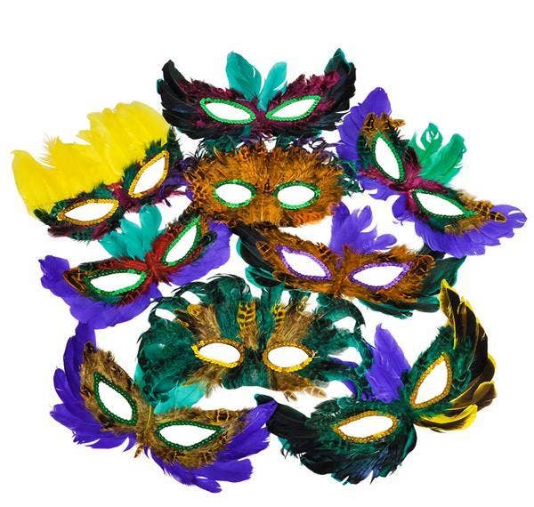 MARDI GRAS FEATHER MASKS 50PCS/PACKS