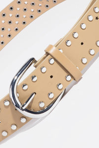 Star Punched And Rivets Vegan Leather Belt