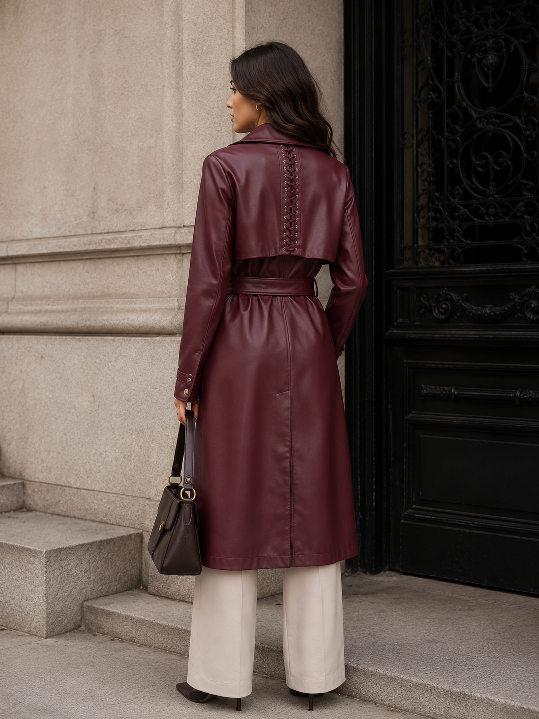 Neo Luxe Leather Trench