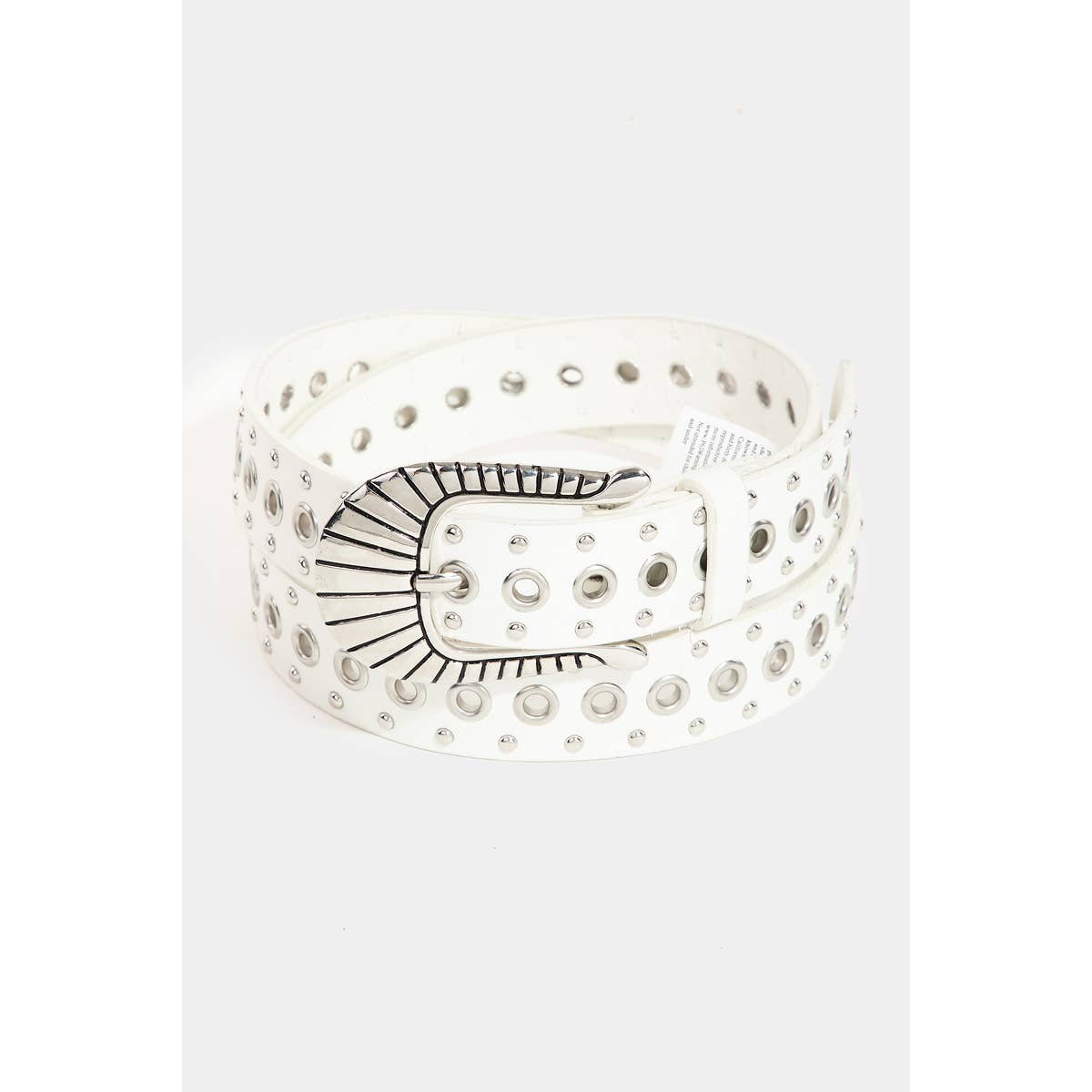 Metallic Stud And Grommet Vegan Leather Belt