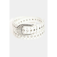Metallic Stud And Grommet Vegan Leather Belt