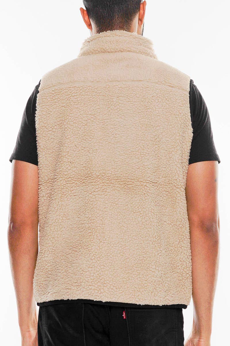Mens Sleeveless Sherpa Fleece Zip Up Vest